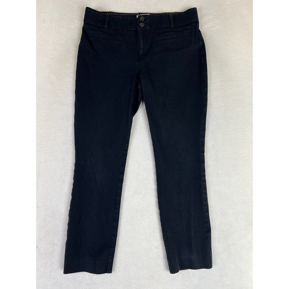 Anthropologie The Essential Slim Pants Womens 6 Black Cropped Mid Rise Casual